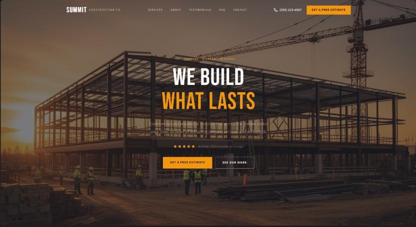 Summit Construction Co. website homepage design